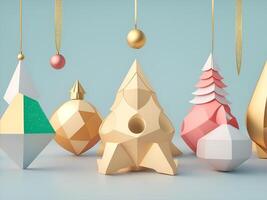 Kerstmis ornamenten, meetkundig vormen, abstract vormen, kleur ornamenten. ai gegenereerd. foto