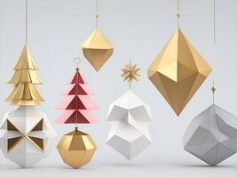 Kerstmis ornamenten, meetkundig vormen, abstract vormen, kleur ornamenten. ai gegenereerd. foto