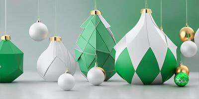 Kerstmis ornamenten, meetkundig vormen, abstract vormen, kleur ornamenten. ai gegenereerd. foto