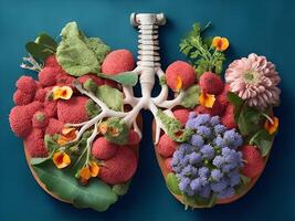 menselijk longen van welke bloemen groeien. ai gegenereerd. foto