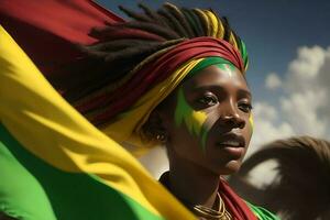 foto vieren juneteenth een Afrikaanse vrouw. ai gegenereerd