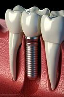tandheelkundig implantatie tanden met implantaat schroef. ai gegenereerd foto