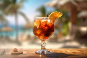 zomer cocktail Bij zee strand. generatief ai foto