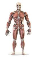 anatomisch menselijk lichaam met gespierd en bloedsomloop systemen. generatief ai foto