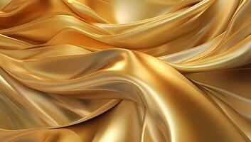 abstract luxe goud vloeistof Golf achtergrond. ai gegenereerd foto