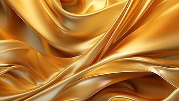 abstract luxe goud vloeistof Golf achtergrond. ai gegenereerd foto