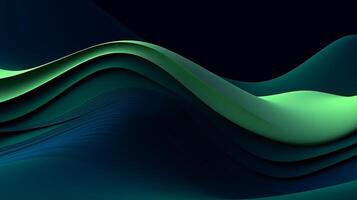 abstract donker groen en blauw vloeistof Golf achtergrond. ai gegenereerd foto