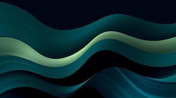 abstract donker groen en blauw vloeistof Golf achtergrond. ai gegenereerd foto