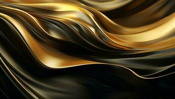 abstract zwart goud Golf achtergrond. ai gegenereerd foto