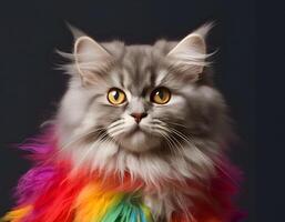 Perzisch katje in trots optocht. concept van lgbtq trots. ai gegenereerd foto