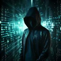 anoniem hacker. concept van cybercriminaliteit, Cyber aanval, donker web. ai gegenereerd foto