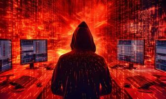 anoniem hacker. concept van donker web, cybercriminaliteit, Cyber aanval, enz. ai gegenereerd beeld foto