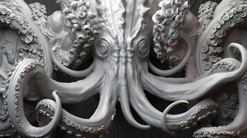 dichtbij omhoog van metaal beeldhouwwerk van een Octopus generatief ai, ai gegenereerd foto