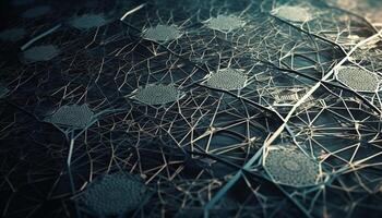 futuristische moleculair structuur backdrop met chaotisch patronen gegenereerd door ai foto