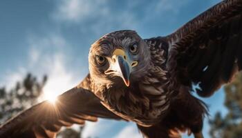 majestueus vogel van prooi stijgend in vrijheid gegenereerd door ai foto