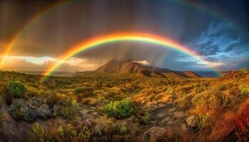 majestueus berg bereik, levendig kleuren, rustig tafereel gegenereerd door ai foto