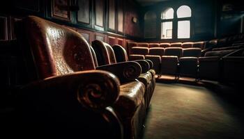 comfortabel fauteuils in leeg theater, Nee prestatie gegenereerd door ai foto