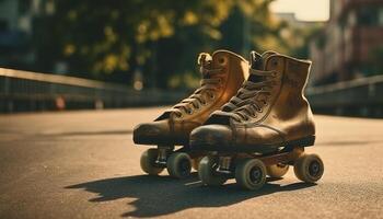 rol het schaatsen in de stad voor pret gegenereerd door ai foto