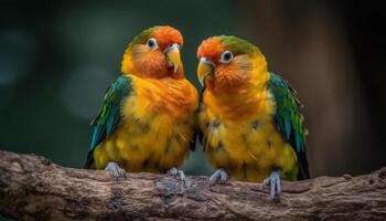 levendig ara's neerstrijken Aan Afdeling in natuur gegenereerd door ai foto