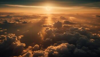 levendig zonsondergang lucht, hoog omhoog in hemel gegenereerd door ai foto