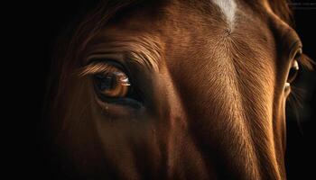 volbloed paard begrazing in weelderig groen weide gegenereerd door ai foto