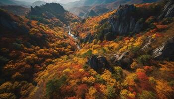 majestueus herfst landschap, levendig kleuren, rustig tafereel gegenereerd door ai foto