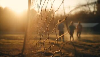 silhouet van zoogdier in geel gras weide gegenereerd door ai foto