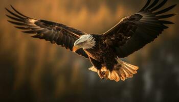 majestueus vogel van prooi verspreidt Vleugels in vlucht gegenereerd door ai foto