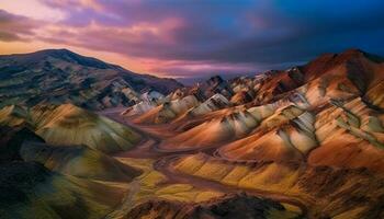 majestueus zandsteen berg gloeit met levendig kleuren gegenereerd door ai foto