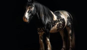 volbloed paard begrazing in weide Bij nacht gegenereerd door ai foto