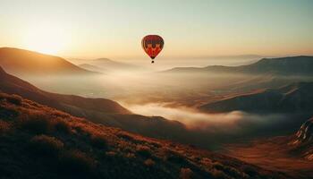 ballon vliegend majestueus over- de bergen generatief ai foto