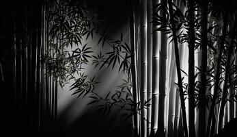een rustig tafereel van een bamboe Woud silhouet gegenereerd door ai foto