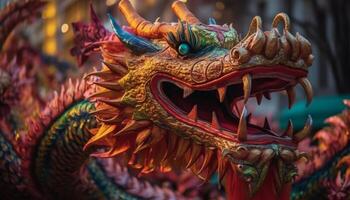 draak standbeeld symboliseert Chinese cultuur en mythologie gegenereerd door ai foto