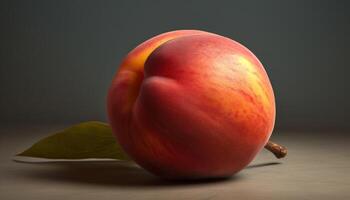 levendig fruit en blad in macro, gezond tussendoortje voor dieet gegenereerd door ai foto