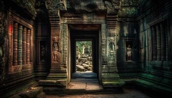 oude ruïnes van angkor, een beroemd Khmer monument van geestelijkheid gegenereerd door ai foto
