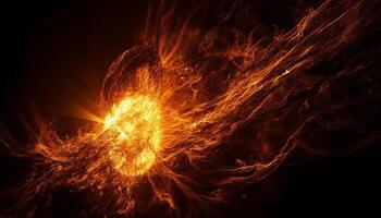 natuur vurig inferno ontsteekt een gloeiend fractal Golf patroon gegenereerd door ai foto