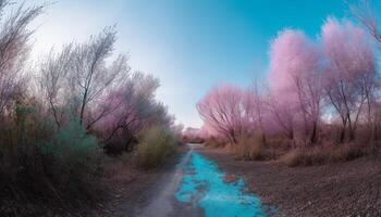 de roze kers bloesem boom bloesems in de lente buitenshuis gegenereerd door ai foto