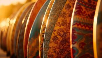 Turks kilim tapijt verzameling vitrines overladen inheems textiel ambacht ontwerpen gegenereerd door ai foto