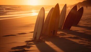 surfing Bij schemering, een rustig tafereel van schoonheid in natuur gegenereerd door ai foto