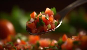 gezond vegetarisch salade met vers biologisch groenten en multi gekleurde fruit gegenereerd door ai foto