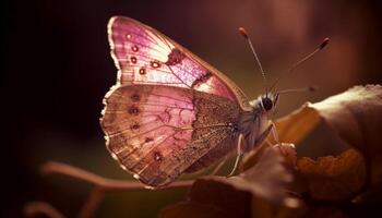 de breekbaar schoonheid van een multi gekleurde vlinder in natuur kalmte gegenereerd door ai foto