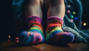 schattig wollen sokken houden voeten warm Aan knus winter nachten gegenereerd door ai foto