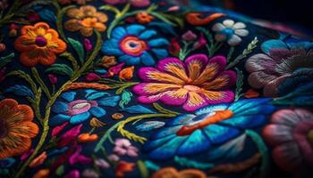 inheems culturen' overladen borduurwerk Aan zijde tapijtwerk straalt uit elegantie gegenereerd door ai foto