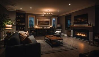 luxe appartement met modern ontwerp, elegant decor, en comfortabel meubels gegenereerd door ai foto