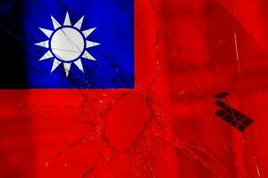 vlag van republiek van China Taiwan Aan een getextureerde achtergrond. concept collage. foto