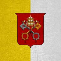 vlag en jas van armen Vaticaan stad staat Aan een getextureerde achtergrond. concept collage. foto