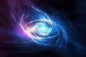 blauw nevel in ruimte, computer gegenereerd abstract achtergrond, 3d weergave, mooi neutron ster explosie met gamma stralen in een ver weg heelal, ai gegenereerd foto