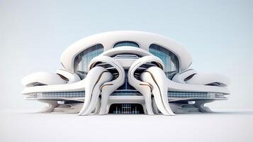 3d futuristische sci-fi wit stad architectuur met biologisch wolkenkrabbers, voor wetenschap fictie of fantasie achtergronden, abstract gebouw, generatief ai illustratie foto