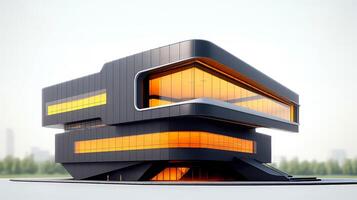 3d futuristische sci-fi stad architectuur oranje toon met biologisch wolkenkrabbers, voor wetenschap fictie of fantasie achtergronden, abstract gebouw, generatief ai illustratie foto