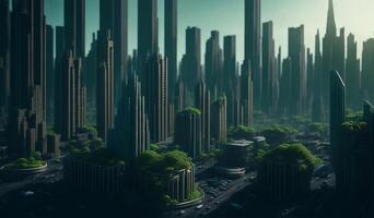 groen eco stad concept. ai gegenereerd foto
